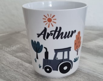 personalized child tractor cup/glass
