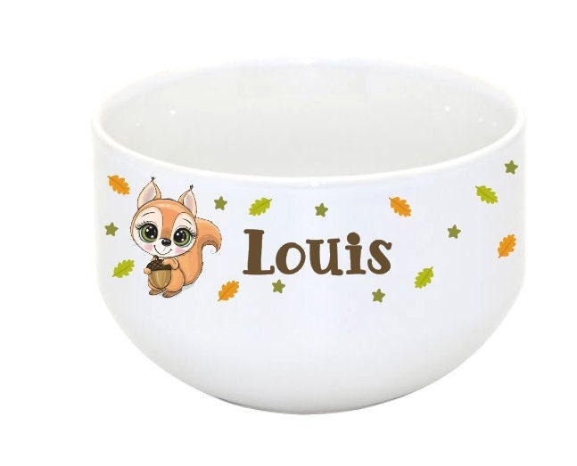 Bol Céramique Personnalisé avec Prénom - Écureuil