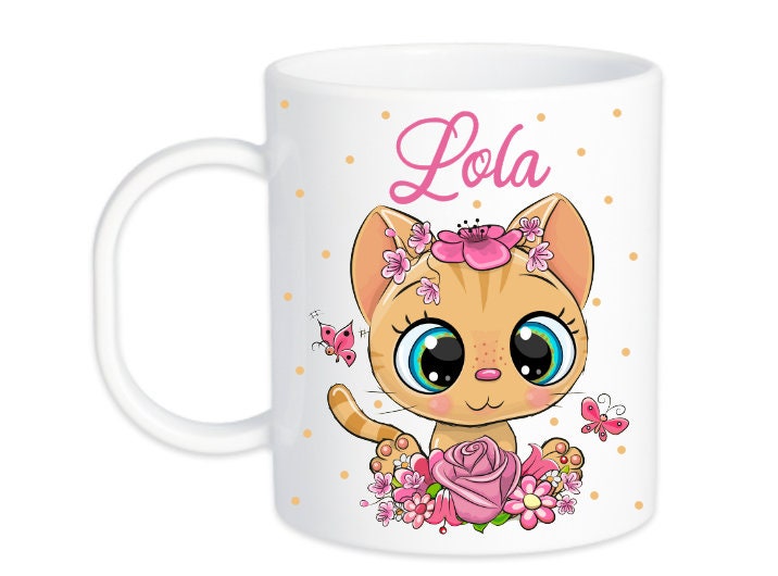 Mug Incassable Personnalisé Chat Roux/Tasse Enfant Plastique