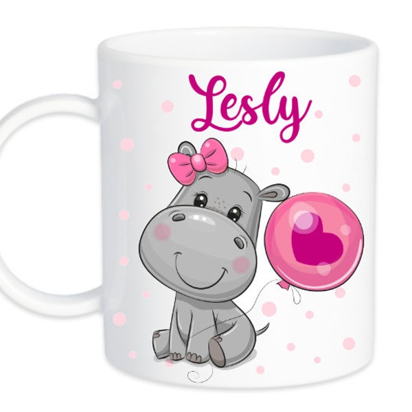 mug incassable personnalisé hippopotame / tasse enfant plastique