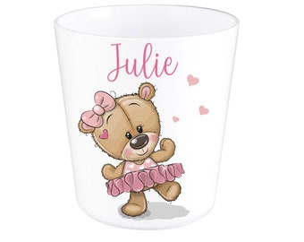 unbreakable cup / glass personalized child bear - dancer