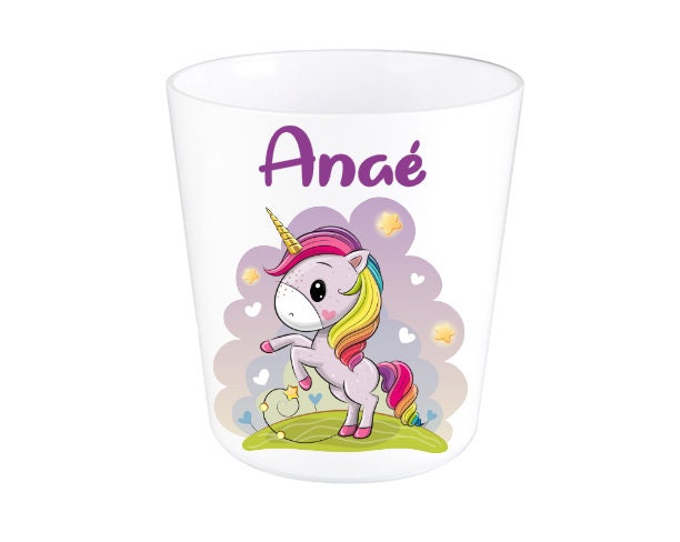 Gobelet/Verre Incassable Personnalisé Enfant Licorne Arc en Ciel