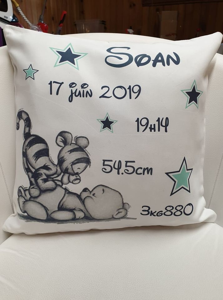 Coussin Naissance Winnie et Tigrou