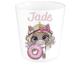 gobelet/verre incassable personnalisé enfant licorne donuts