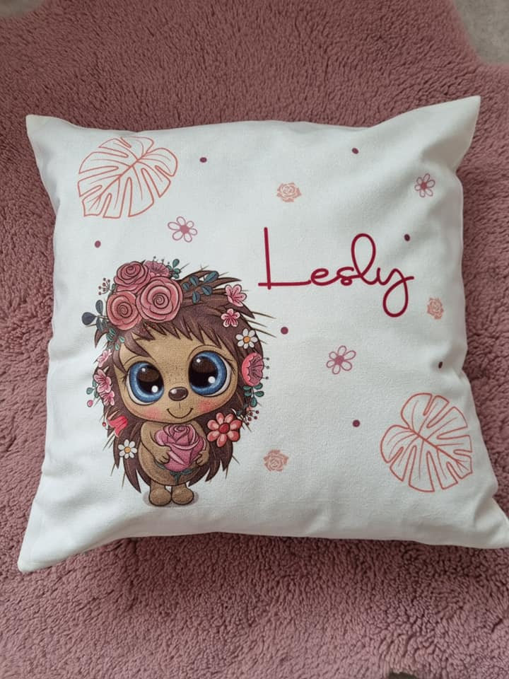 Coussin Enfant Personnalisé Prénom Hérissonne