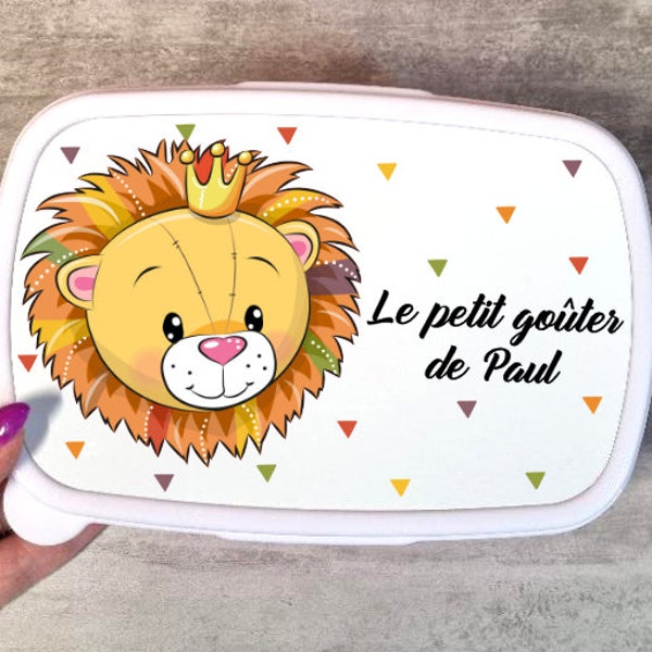 Personalized child snack box with first name - lion model