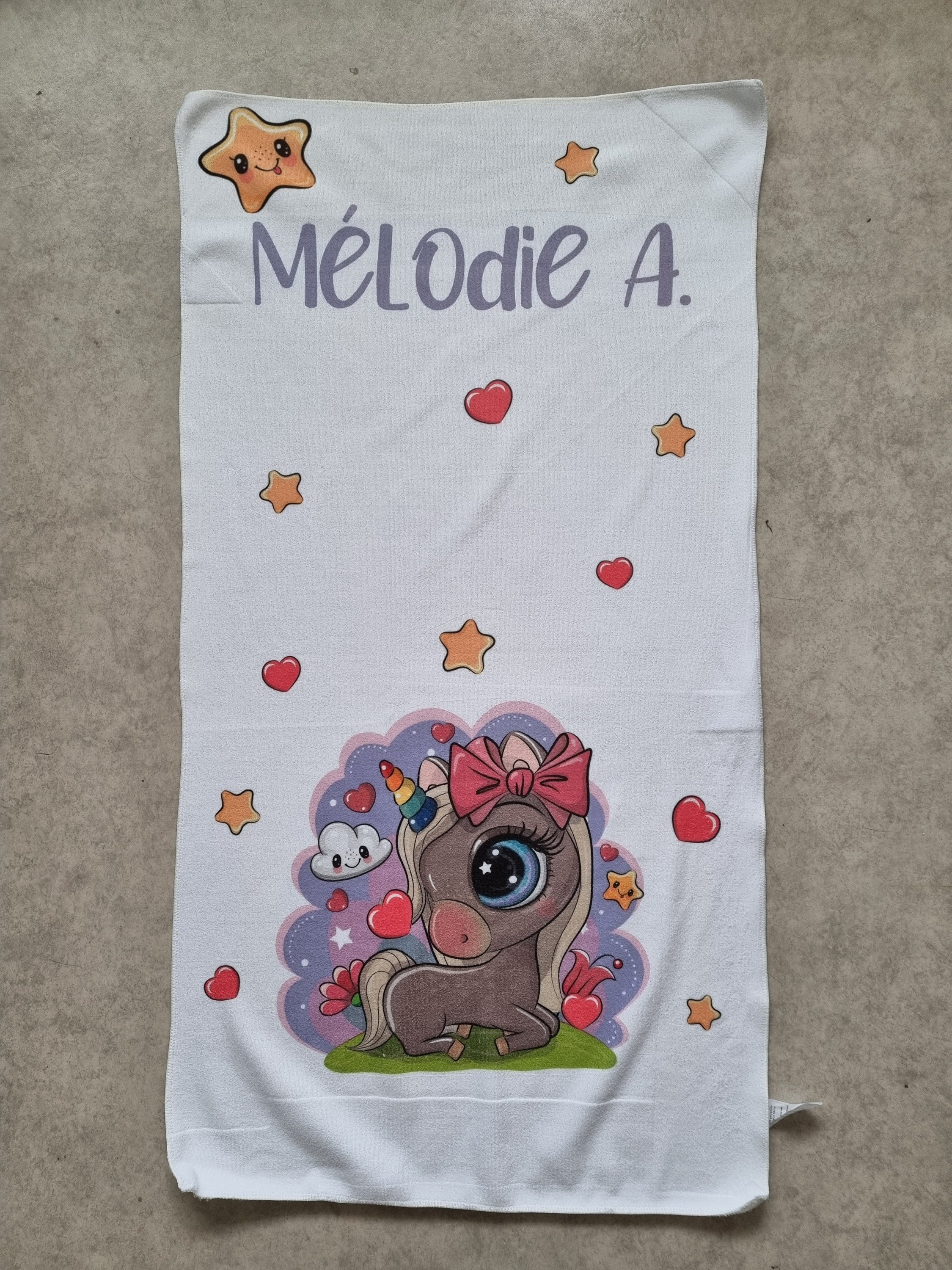 Serviette de Toilette Personnalisée avec Prénom - Licorne