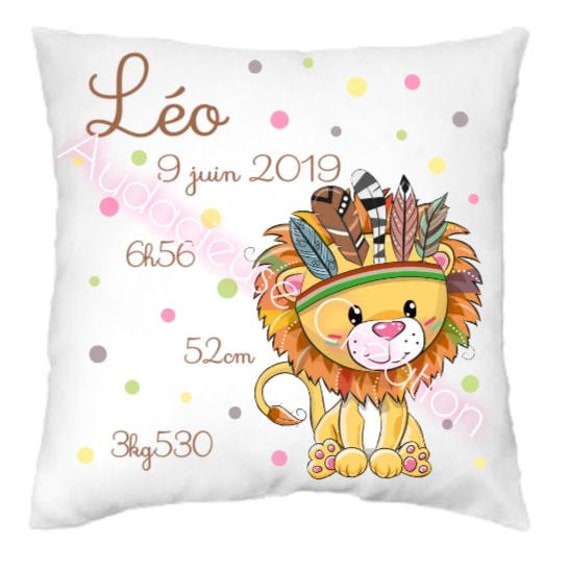 Coussin Naissance Lion