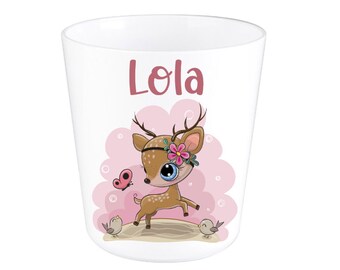 tumbler / unbreakable glass personalized child deer