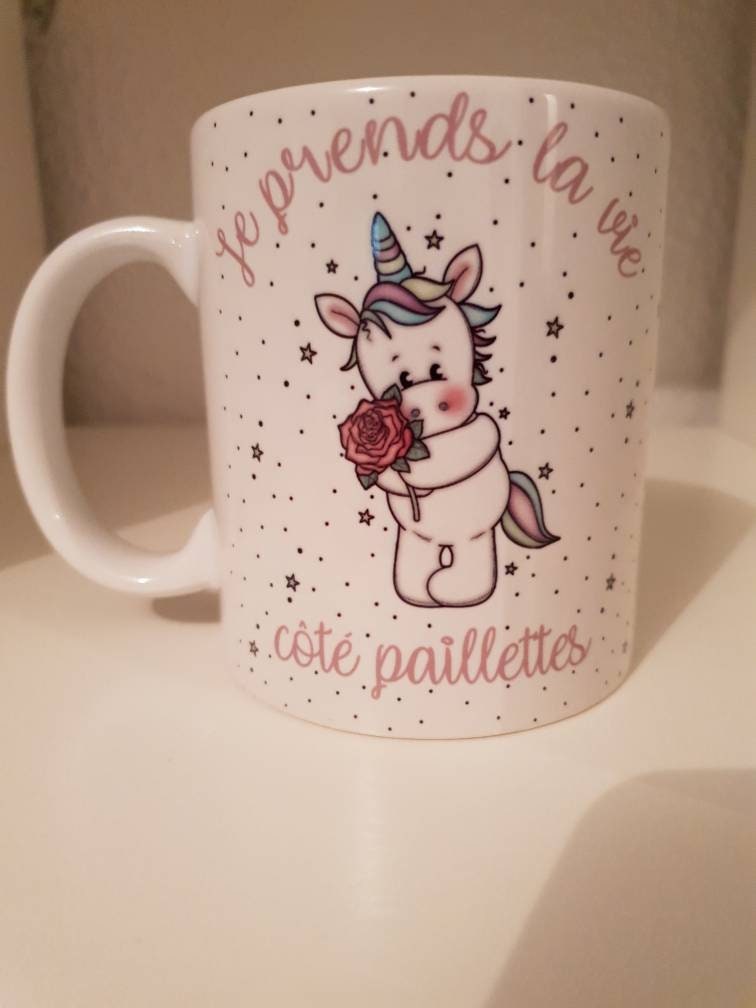 Mug Licorne Je Prends La Vie Côté Paillettes