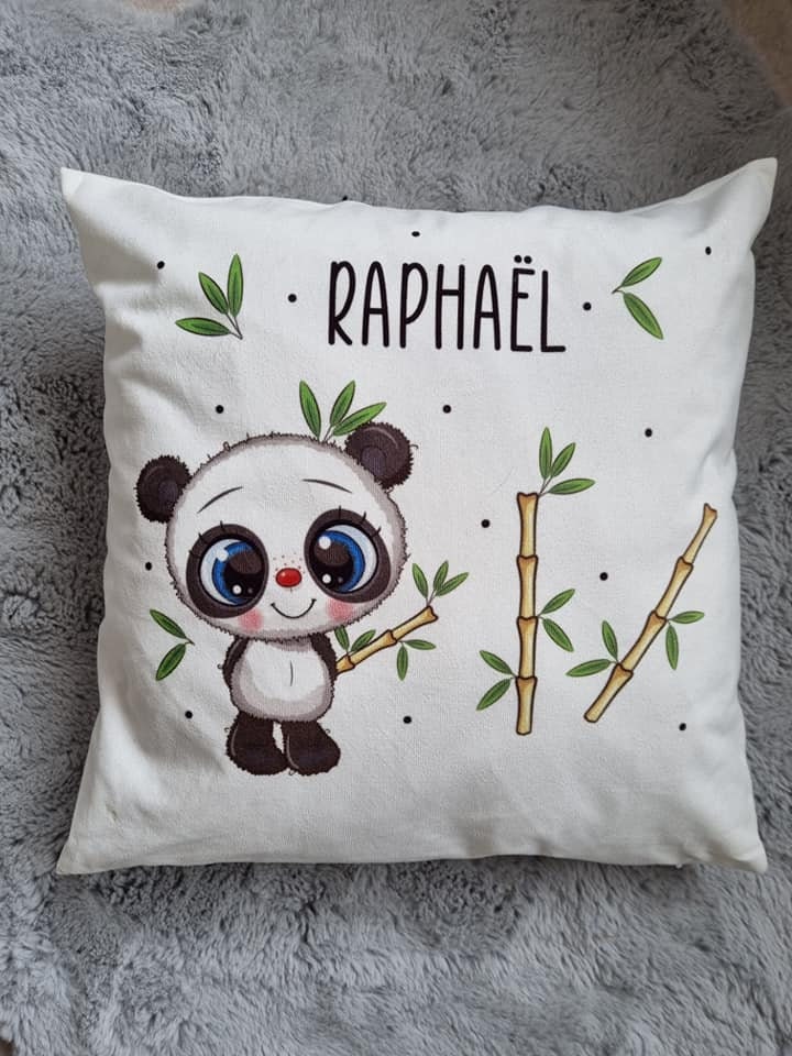 Coussin Enfant Personnalisé Prénom Panda Bambou