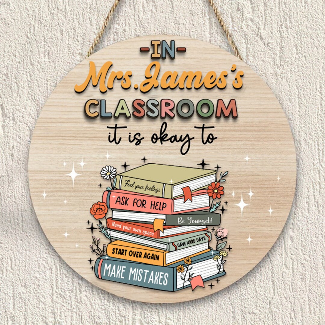 Personalized Teacher Sign, Classroom Door Hanger, Teachers Appreciation ...