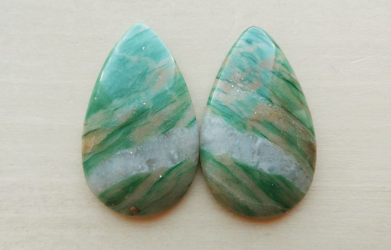 Listvenit Fuchsite pair cabochons