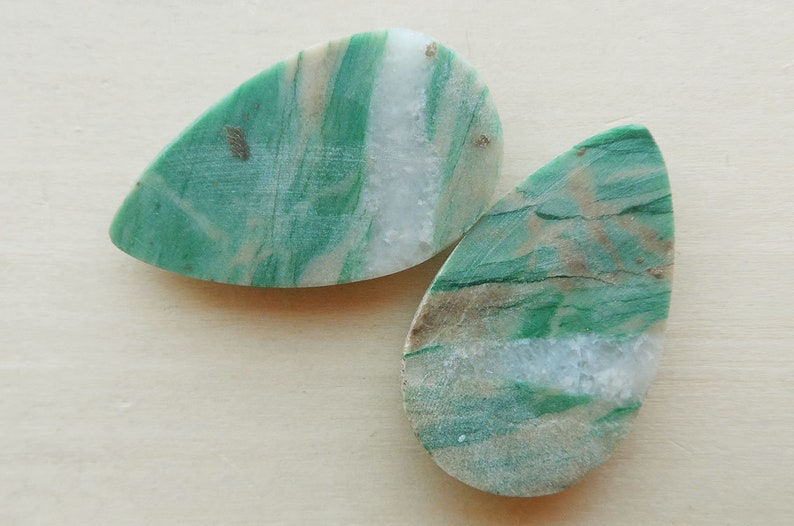 Listvenit Fuchsite pair cabochons
