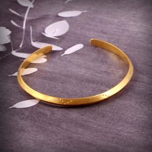 18k Gold Plated Brass Bangle Bracelet, Adjustable Cuff, Anti Tarnish Bracelet, Handmade Waterproof Bangle, Minimal Cuff, Unique Gift for Mom