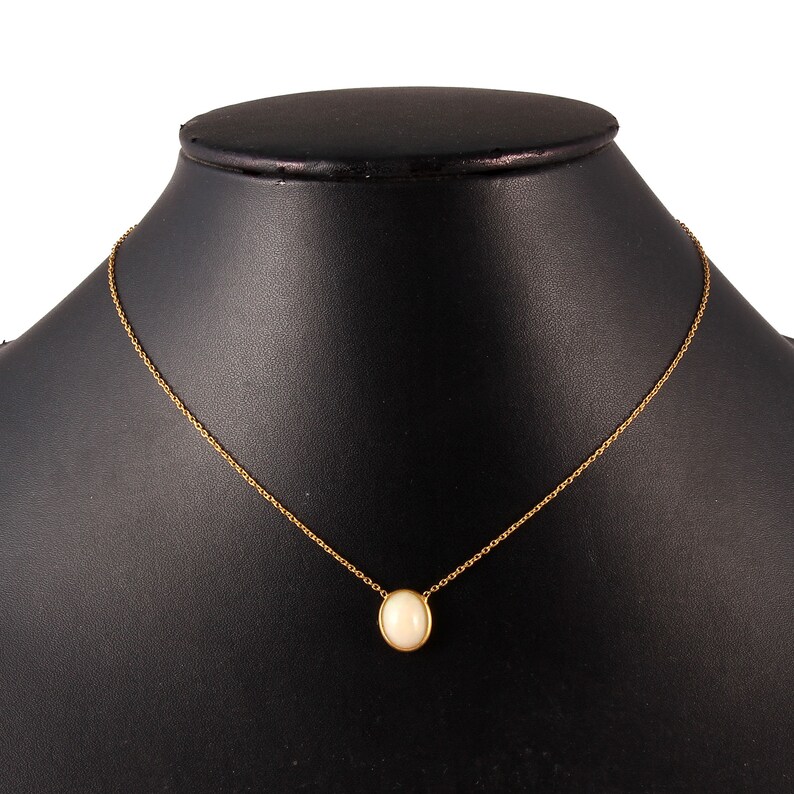 925 Sterling Silver Gold Plated Faceted Bezel Set Natural White Ethiopian Fire Opal Necklace October Birthstone Necklace Gift for Friend