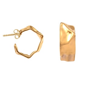 18K Gold Plated Hoop Earrings , Twisted Geometric Earrings , Daily Wear Hoops , Brass Hoop Earrings , Gift For Her , Rope Hoop Earrings