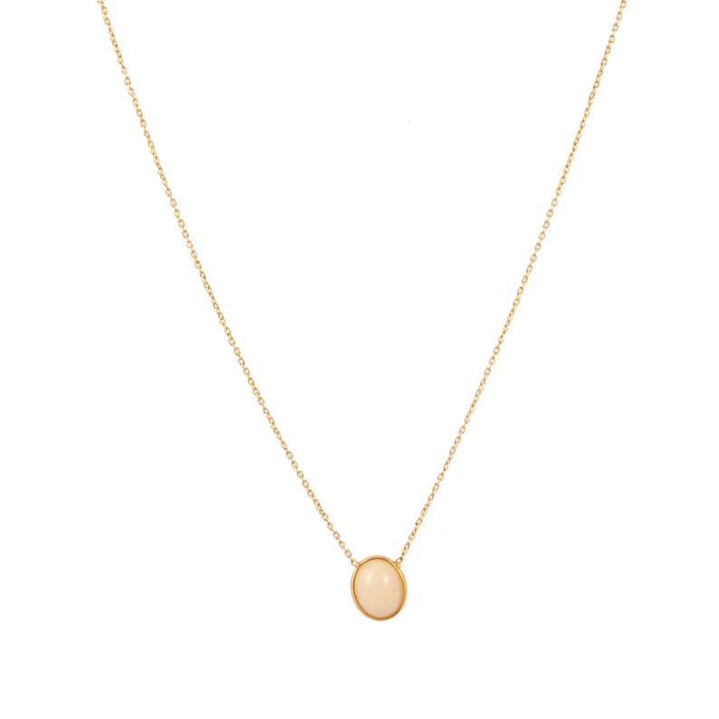 925 Sterling Silver Gold Plated Faceted Bezel Set Natural White Ethiopian Fire Opal Necklace October Birthstone Necklace Gift for Friend