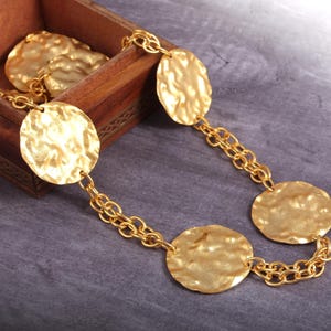 Gold Statement Disc Necklace | Hammered Coin Pendant Chain | Bold Boho Jewelry | Gift for Her | Top Selling Ethnic Statement Necklace