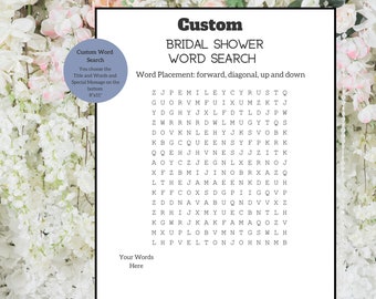 CUSTOM Word Search |  Bridal Shower Game | 8.5x11" DIGITAL FILE | Personalized Gift