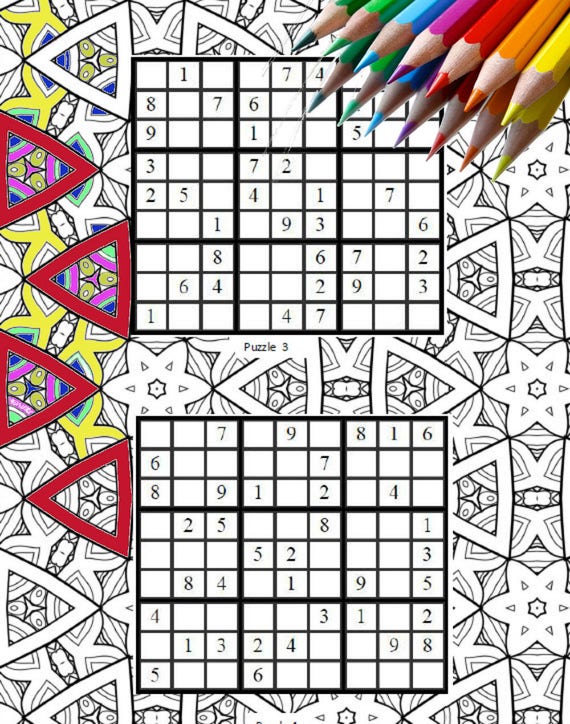 Colouring Goes Hand In Hand With Sudoku When You Get Stuck Etsy