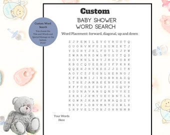 CUSTOM Word Search |  Baby Shower Game | 8.5x11" DIGITAL FILE | Personalized Gift