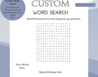 CUSTOM Word Search | Birthday Game | Baby Shower Game | Bridal Shower Game | Any Occasion | 8.5x11" DIGITAL FILE | Personalized Gift