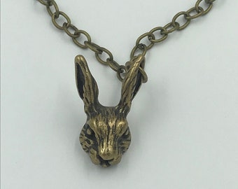 Wonderland Bunny-Bronzed Alice & Wonderland Rabbit Pendant Necklace