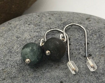 Jasper Stone & Sterling Silver Earrings  (E43)