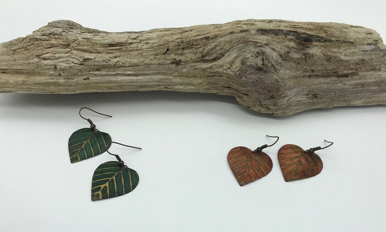 E3 Brassy Leaf-Brass Leaf Wire Earrings