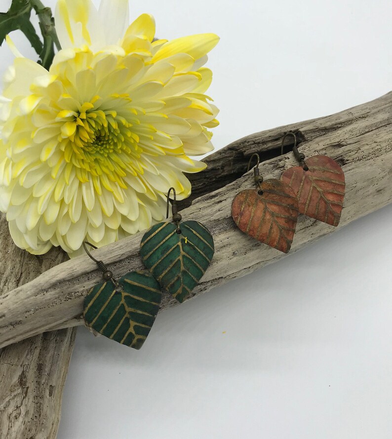 E3 Brassy Leaf-Brass Leaf Wire Earrings