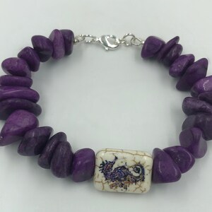 Purple Chunky Howlite Stone Seahorse Bracelet
