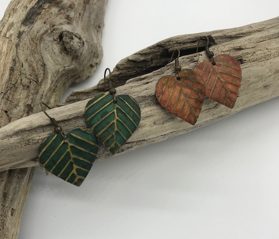 E3 Brassy Leaf-Brass Leaf Wire Earrings