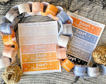 Halloween Countdown Paper Chain | Purple Pumpkin Halloween Advent for Kids | Printable Halloween Paper Chain | Halloween Garland Calendar
