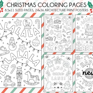 Christmas & New Year&#39;s Coloring Pages | Winter Coloring Activity | Architecture Print | Holiday Coloring Sheets | Seasonal Coloring Posters