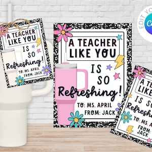 Bearbeitbares Becher Lehrer Label | Erfrischender Lehrer-Anhänger | Geschenk für Lehrer | Lehrer Stanley Cup Geschenk | Geschenk für einen Lehrer