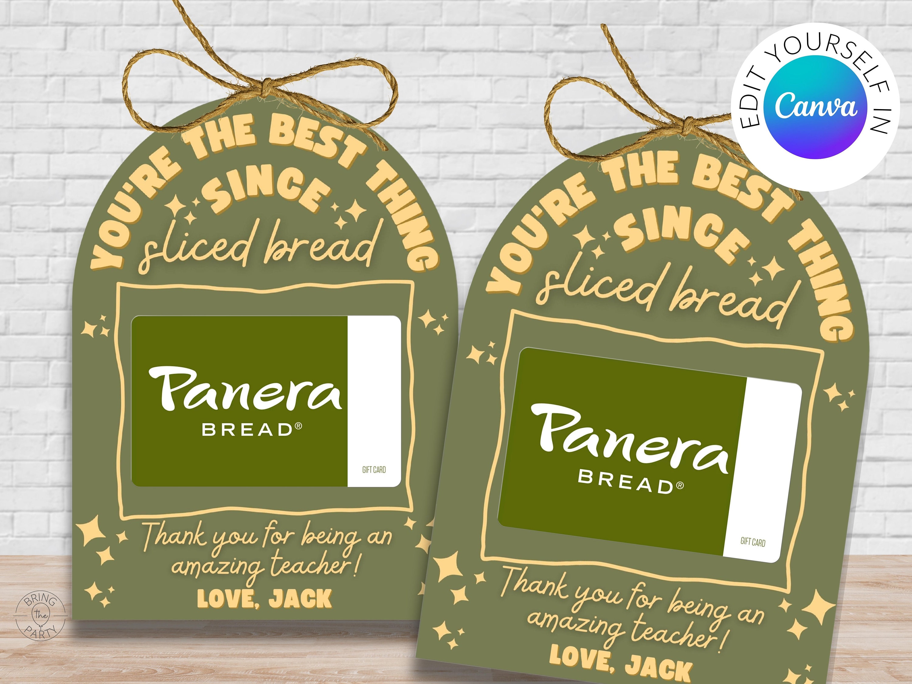 Editable Teacher Appreciation Gift Card Printable Canva Template Better Than Sliced Bread Teacher Gift Beginning of the Year Gift