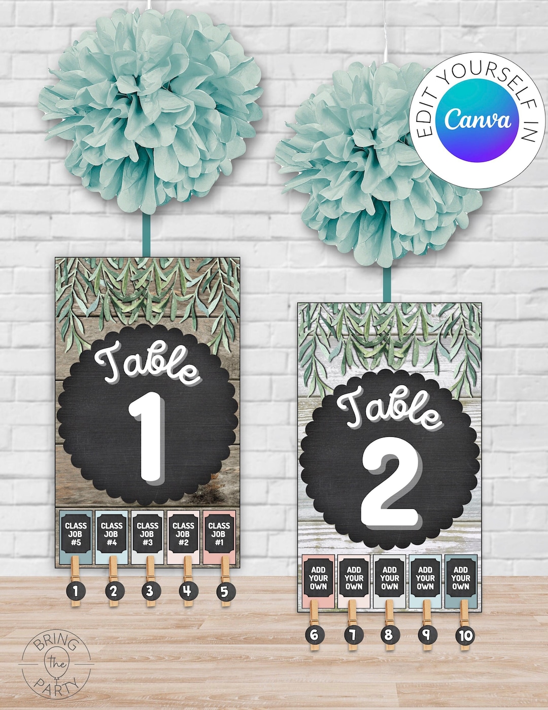 Editable Classroom Table Numbers & Classroom Student Jobs Posters