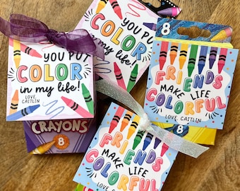 Crayon Valentine | Editable Template Valentine | Color My World | Valentine for Kids | Daycare Valentine | Coloring Valentine