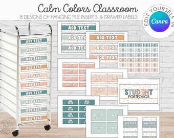 Editable Calm Colors Neutral Classroom Labels | Hanging File Inserts | Class Supply Labels | Custom Classroom Labels | Drawer Labels