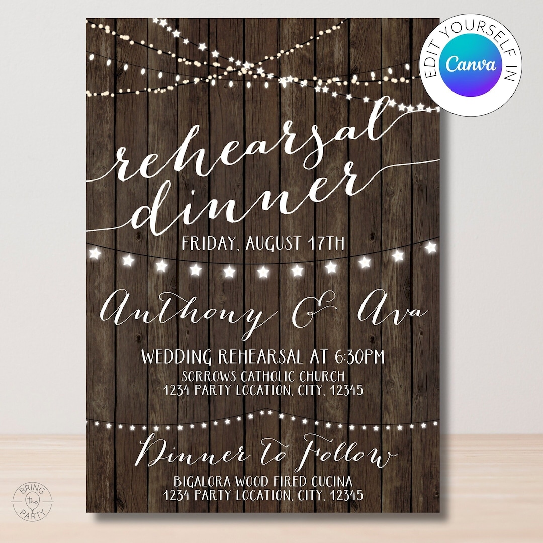 Editable Rustic Rehearsal Dinner Invite | Rehearsal Dinner Printable ...