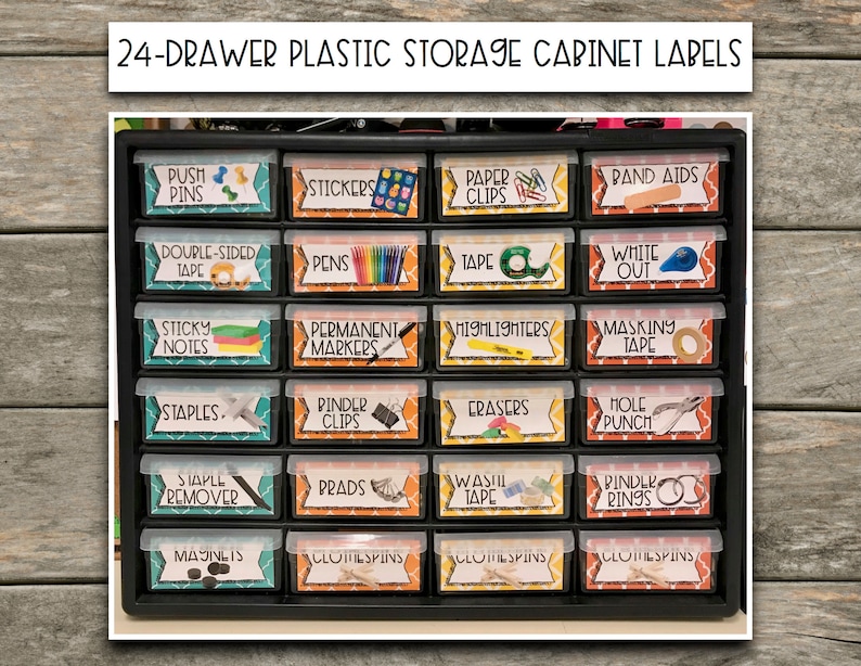 Labels For Storage Unit 24 Drawer Plastic Cabinet Teacher