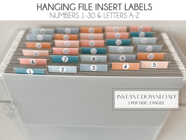 Labela Insert Neutral Hanging File Folder Labels: Numbers & Letters (PDF Download) - Etsy