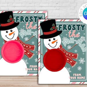 Schneemann Play-Doh Karte | Canva Template Weihnachten Gastgeschenk | Non Candy Gastgeschenk | Frostige Feiertage Kinderklasse Leckereien | Weihnachtsfeier