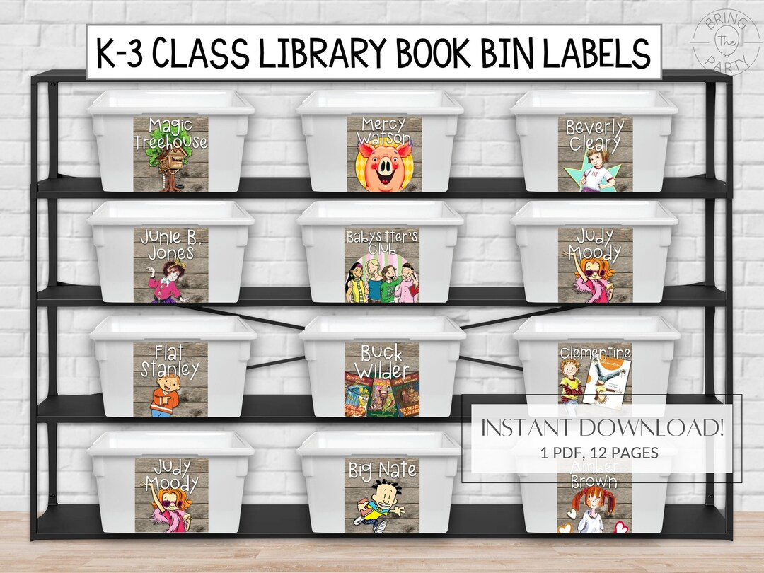 Classroom LIBRARY Book Bin LABELS, Elementary Library, K-3 Grade Level ...