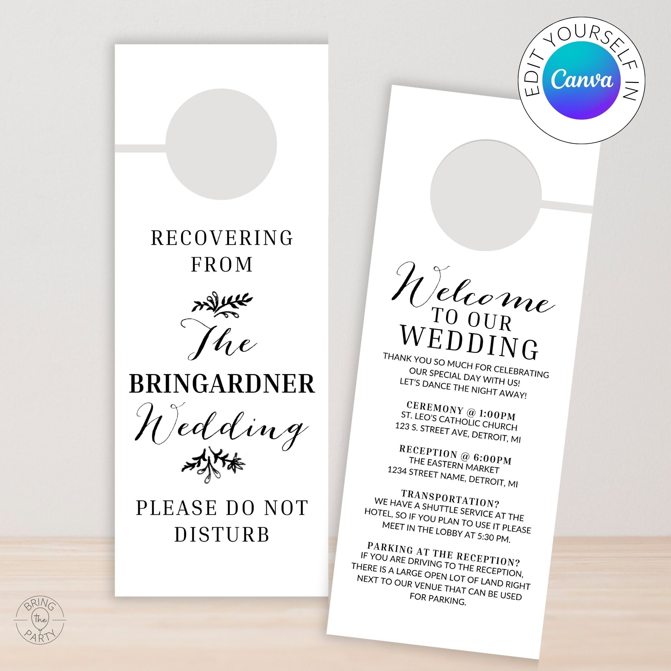Editable Guest Hotel Bag Door Hanger Insert Printable Door Hanger Gift Bag Printable Etsy