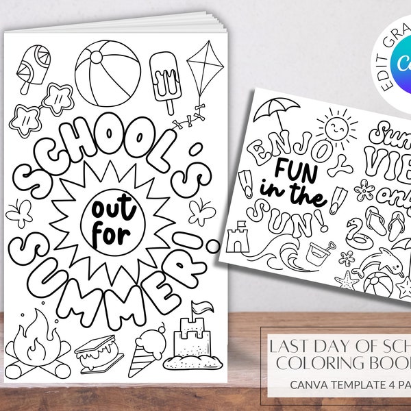 Last Day of School Coloring Booklet | Editable Canva Template Coloring Booklet | End of the Year Coloring Book | Teacher Resource