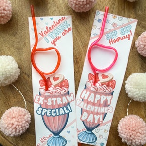Bearbeitbar Crazy Straw Valentine | Herz-Stroh Valentinstag Karte | Druckbare Crazy Straw Valentinstag Karte | Valentinstag Valentinstag | Non-Food-Valentinstag