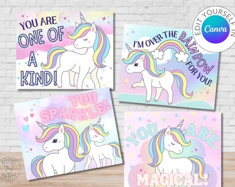 Editable Unicorn Valentine | Magical Valentine | Rainbow Valentine | School Valentine | Printable Unicorn Valentine