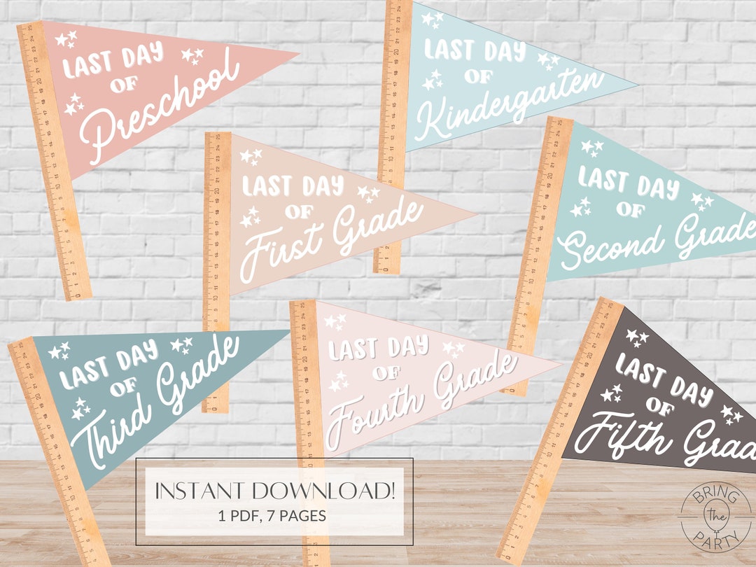 Last Day of School Pennant Flags: Printable PDF (preschool - 5th Grade ...